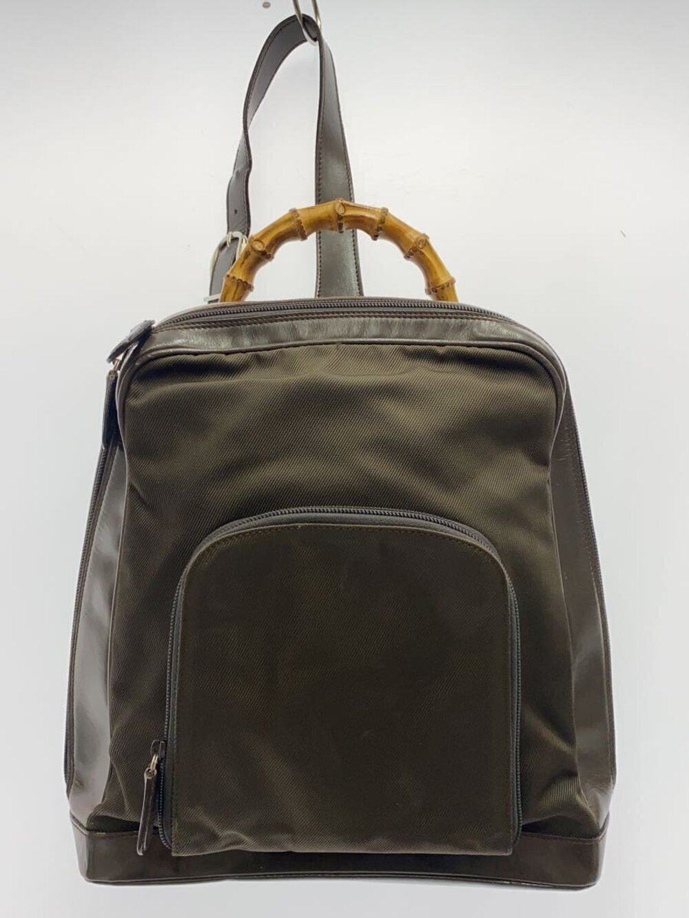 Gucci backpack bamboo top handle front zippered Green